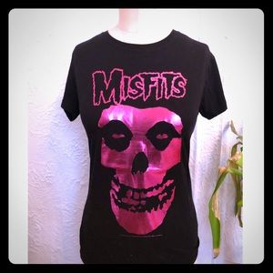 💀RARE! 💀 Pink foil Misfits logo Tshirt, official